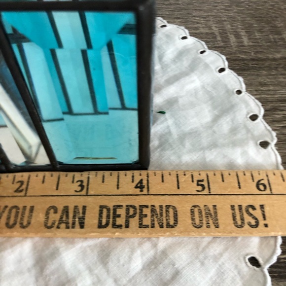 Handmade Teal Stained Glass Square Candle Holder - Picture 7 of 11